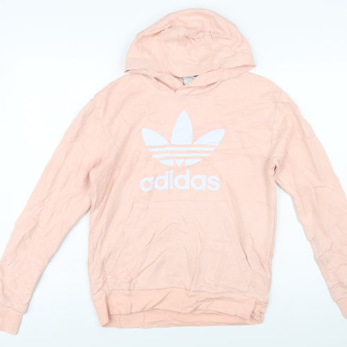 Adidas Girls Pink Pullover Hoodie 13-14 Years Logo Lightweight Sweatshirt