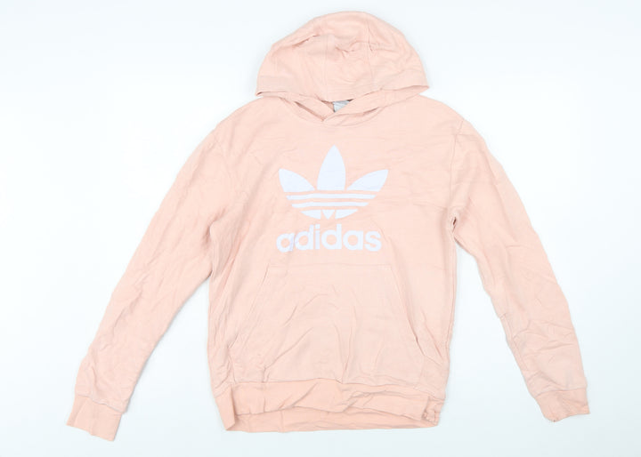 Adidas Girls Pink Pullover Hoodie 13-14 Years Logo Lightweight Sweatshirt