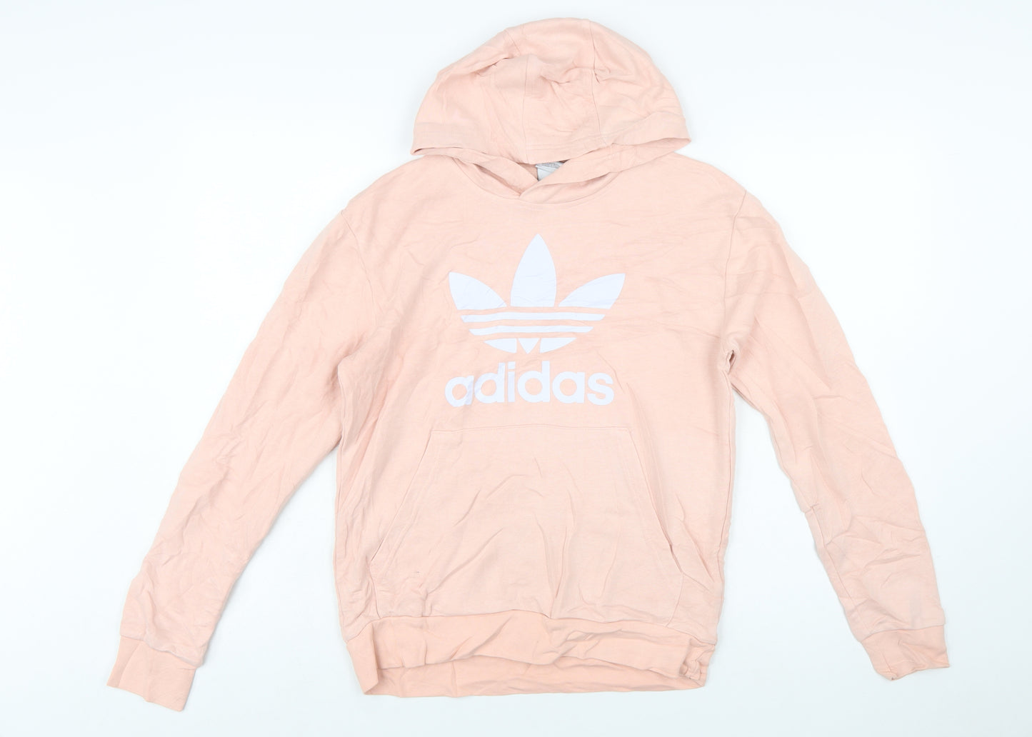 Adidas Girls Pink Pullover Hoodie 13-14 Years Logo Lightweight Sweatshirt
