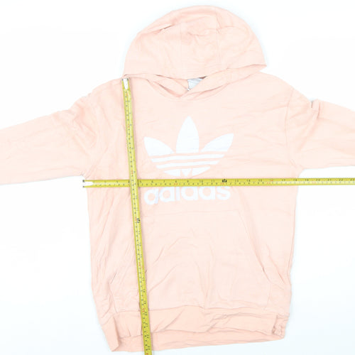 Adidas Girls Pink Pullover Hoodie 13-14 Years Logo Lightweight Sweatshirt