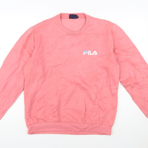 Fila Womens Pink Crew Neck Pullover Sweatshirt M Cotton Blend