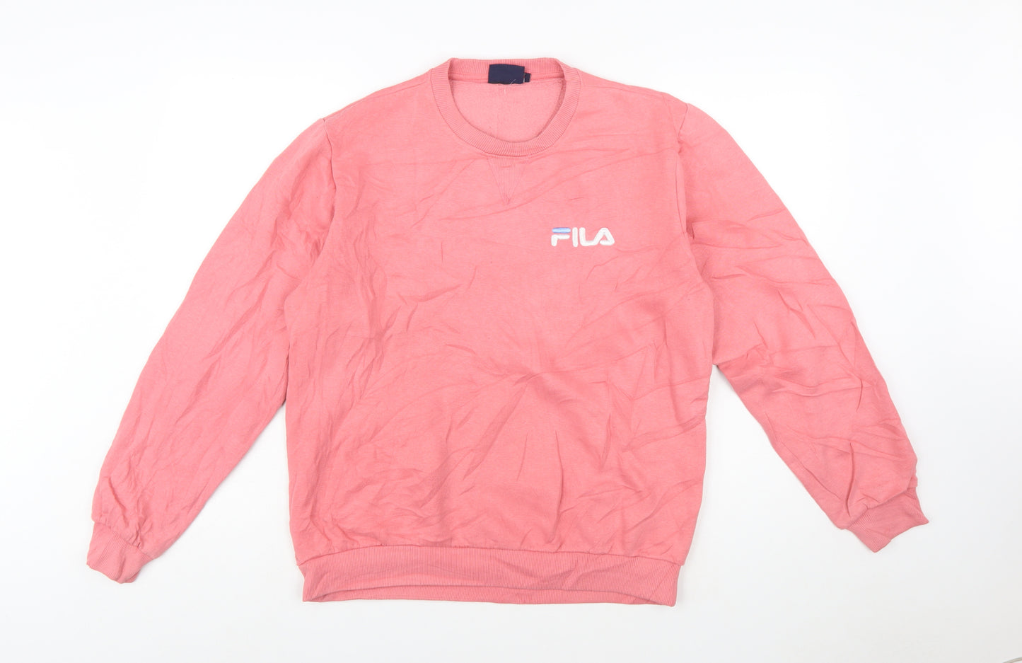 Fila Womens Pink Crew Neck Pullover Sweatshirt M Cotton Blend