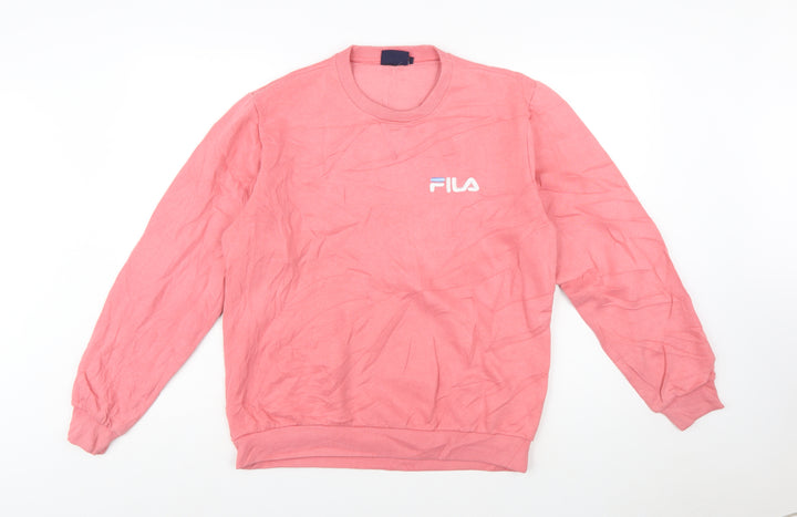 Fila Womens Pink Crew Neck Pullover Sweatshirt M Cotton Blend