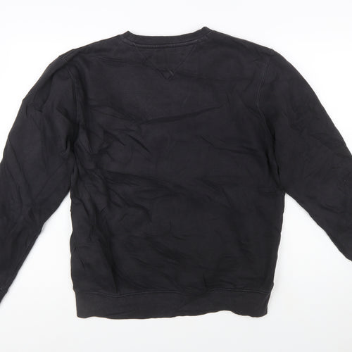 Tommy Jeans Men's Black Crew Neck Sweatshirt M Pullover Logo Cotton Blend