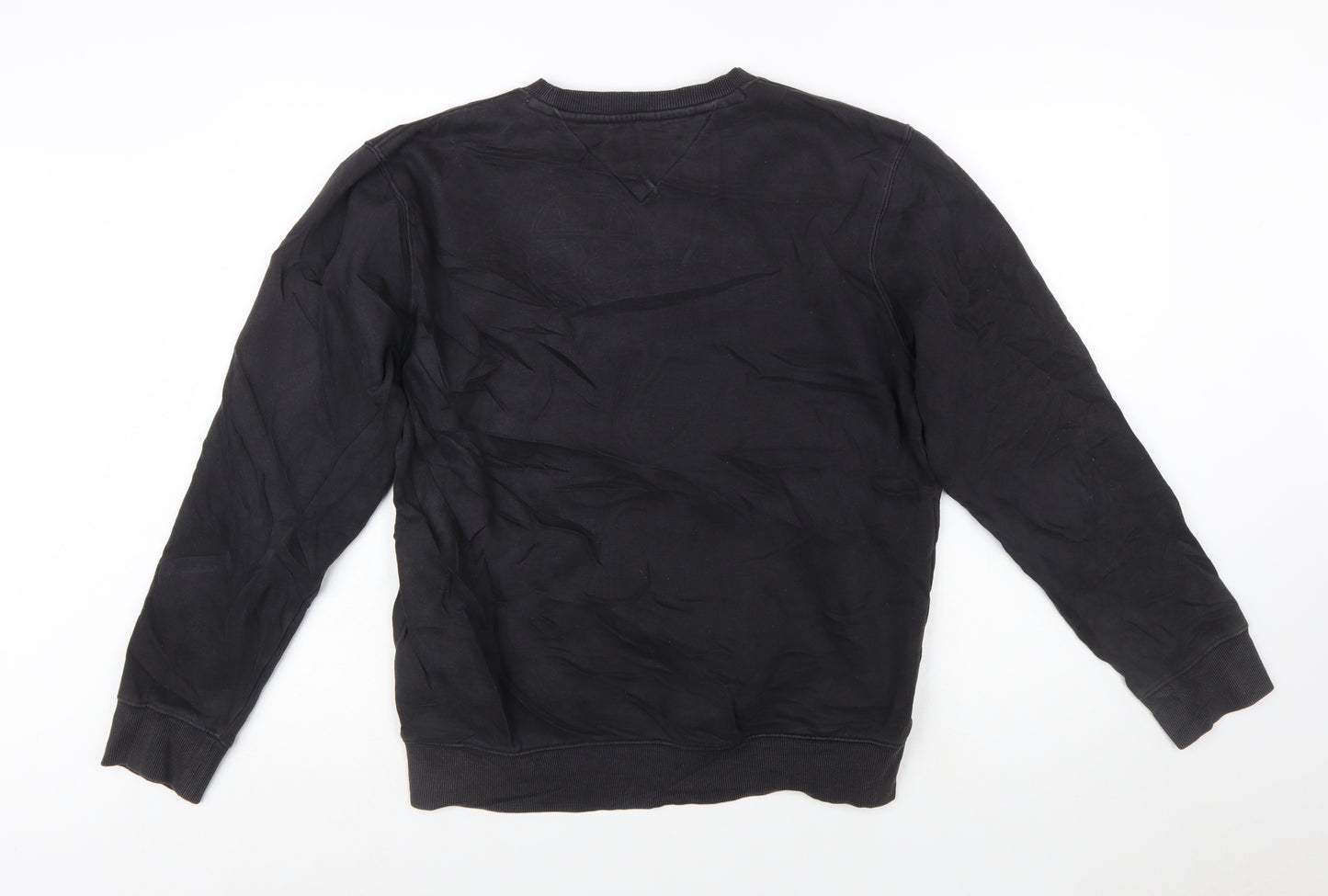 Tommy Jeans Men's Black Crew Neck Sweatshirt M Pullover Logo Cotton Blend