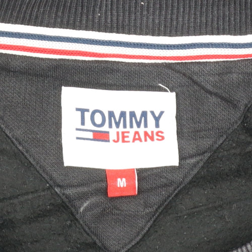 Tommy Jeans Men's Black Crew Neck Sweatshirt M Pullover Logo Cotton Blend