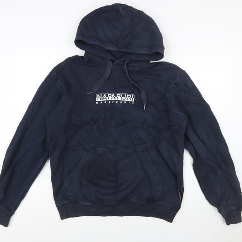 Napapijri Men's Blue XS Pullover Hoodie with Logo Print