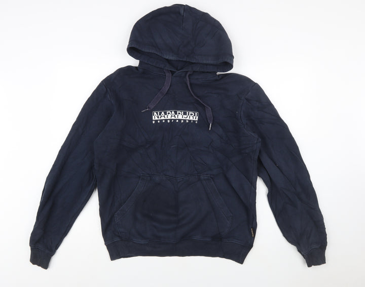 Napapijri Men's Blue XS Pullover Hoodie with Logo Print