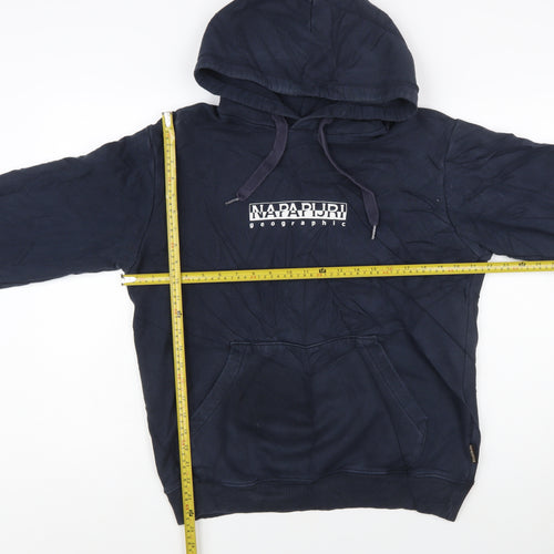 Napapijri Men's Blue XS Pullover Hoodie with Logo Print