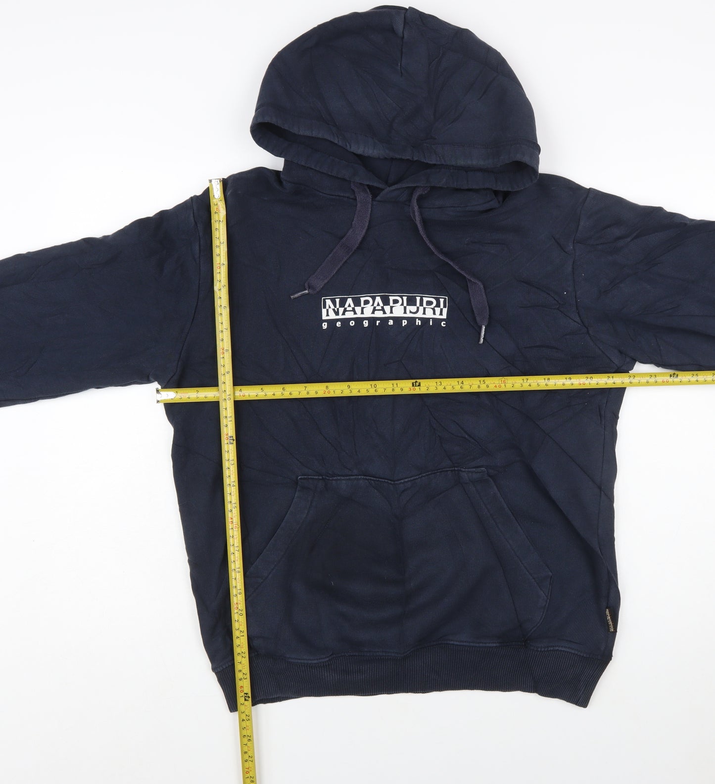 Napapijri Men's Blue XS Pullover Hoodie with Logo Print