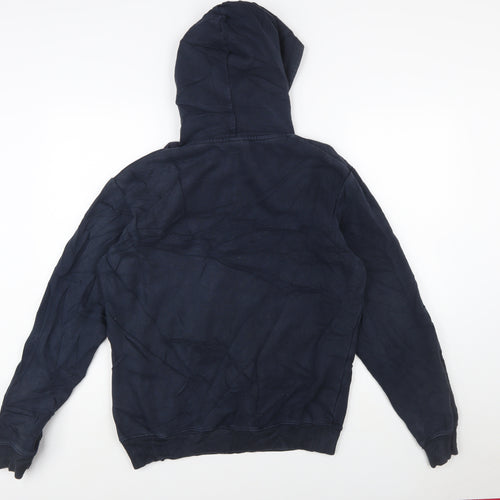 Napapijri Men's Blue XS Pullover Hoodie with Logo Print