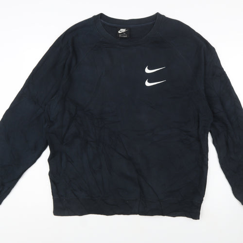 Nike Men's Black Crew Neck Pullover Sweatshirt L Graphic Logo