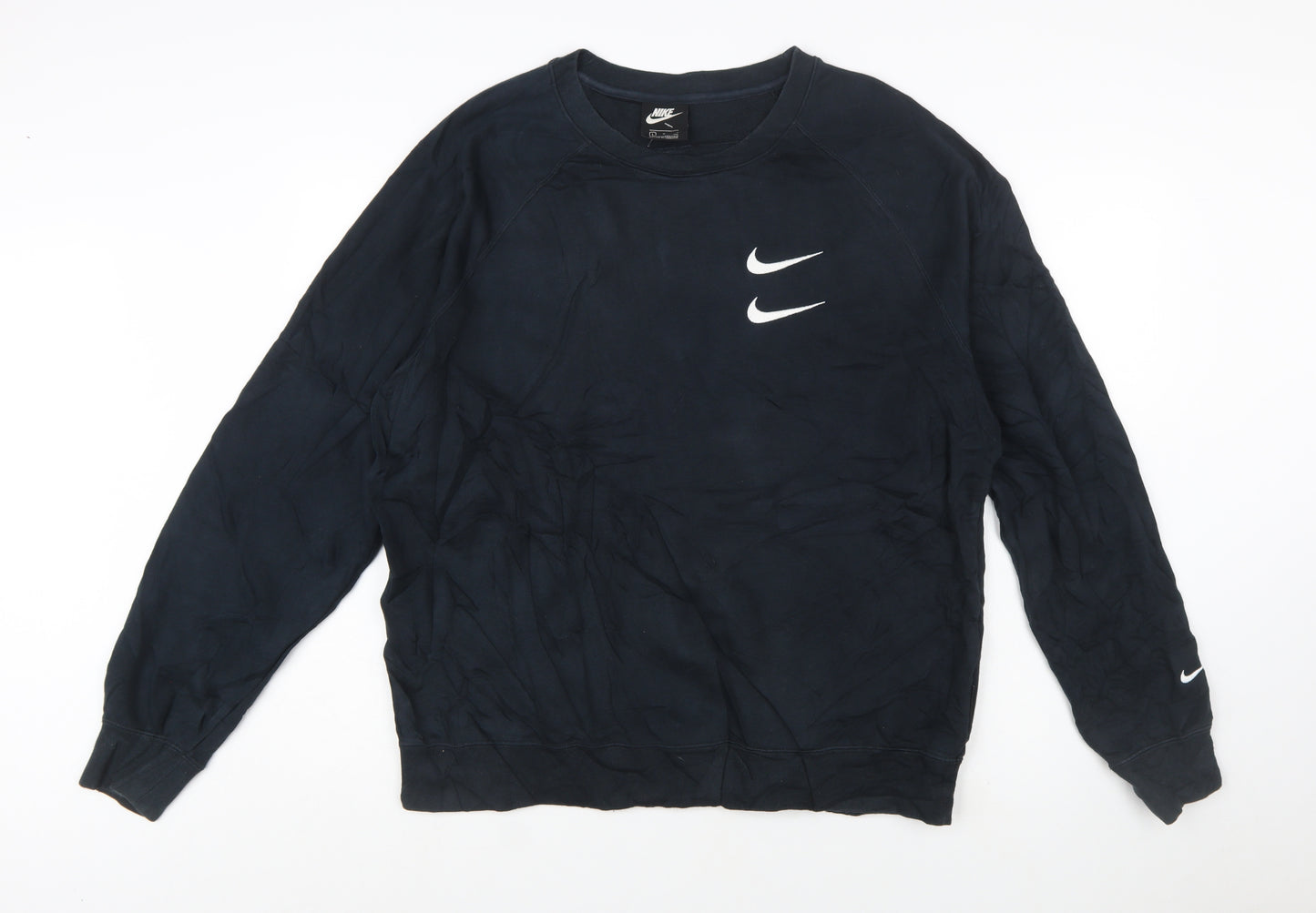 Nike Men's Black Crew Neck Pullover Sweatshirt L Graphic Logo