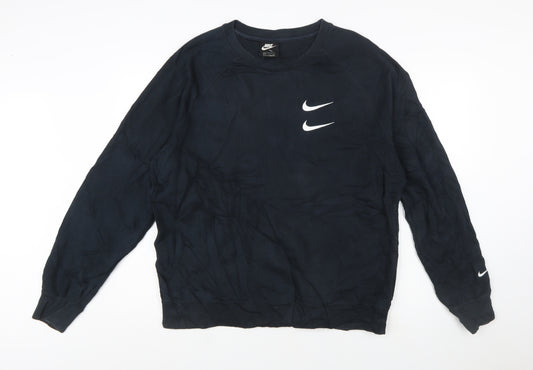 Nike Men's Black Crew Neck Pullover Sweatshirt L Graphic Logo