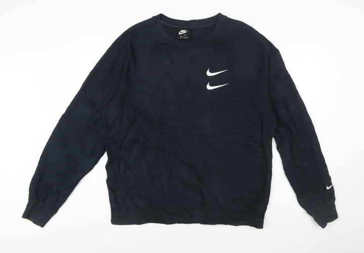 Nike Men's Black Crew Neck Pullover Sweatshirt L Graphic Logo