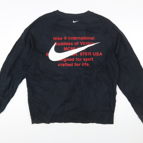 Nike Men's Black Crew Neck Pullover Sweatshirt L Graphic Logo