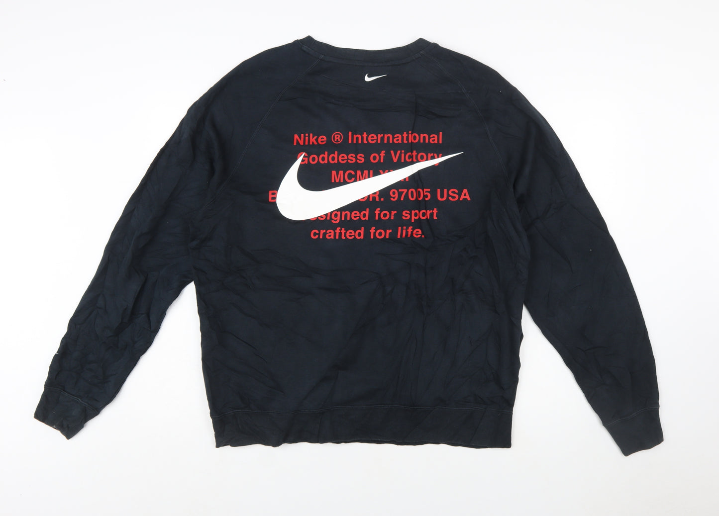 Nike Men's Black Crew Neck Pullover Sweatshirt L Graphic Logo