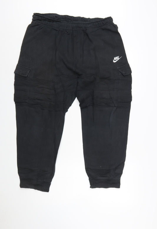 Nike Women Black XL Cargo Jogger Trousers Cotton Blend