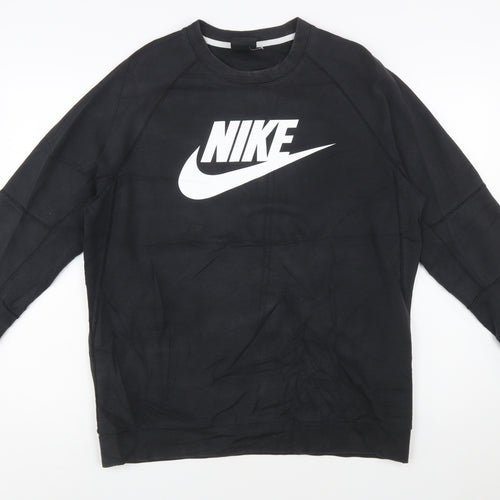 Nike Women Black Large Pullover Sweatshirt with Logo Print