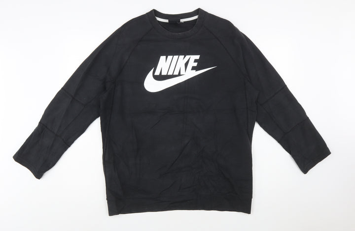 Nike Women Black Large Pullover Sweatshirt with Logo Print