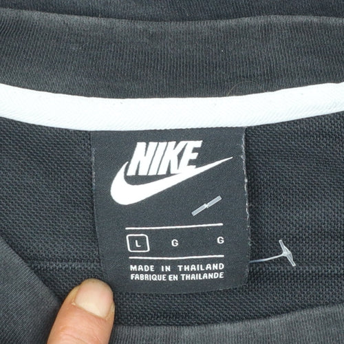 Nike Women Black Large Pullover Sweatshirt with Logo Print