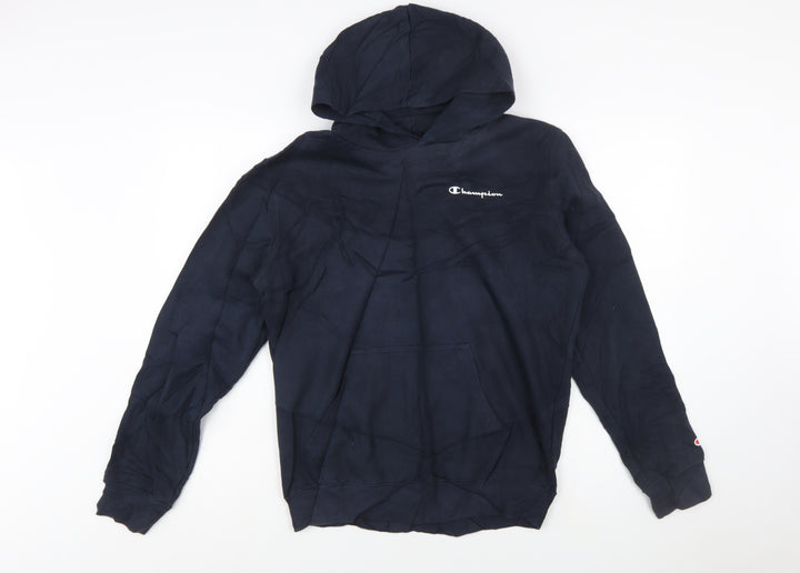 Champion Men's Blue Pullover Hoodie Medium Logo Fleece Sweatshirt