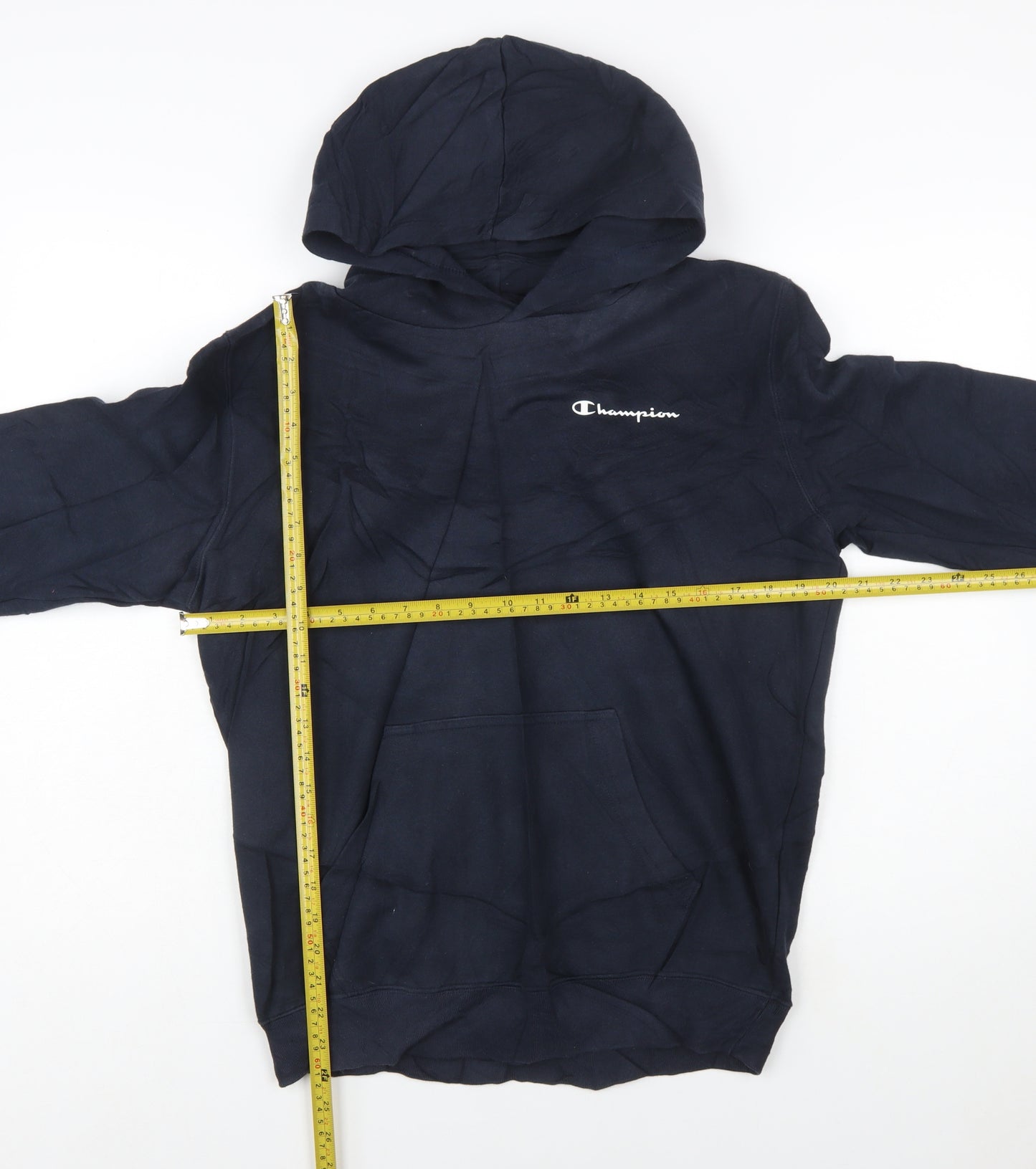 Champion Men's Blue Pullover Hoodie Medium Logo Fleece Sweatshirt