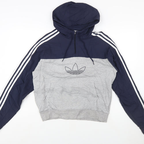 adidas Men’s Blue Grey Pullover Hoodie Size S Regular Fit