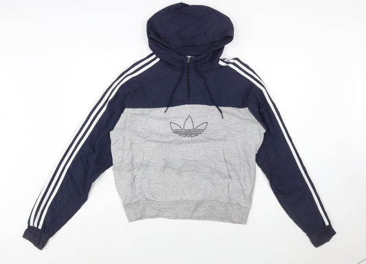 adidas Men’s Blue Grey Pullover Hoodie Size S Regular Fit