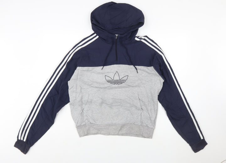 adidas Men’s Blue Grey Pullover Hoodie Size S Regular Fit