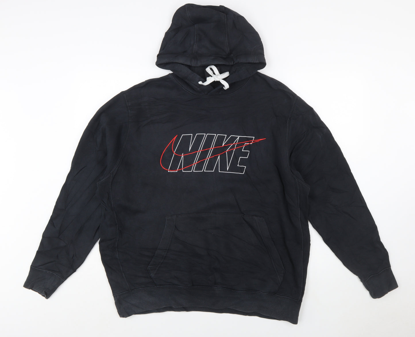 Nike Men’s Black XL Pullover Hoodie with Logo Fleece Sweatshirt