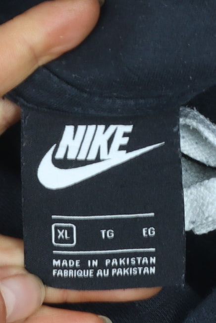 Nike Men’s Black XL Pullover Hoodie with Logo Fleece Sweatshirt