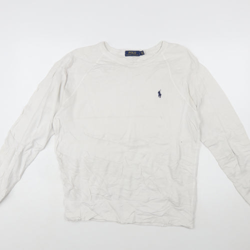 Ralph Lauren Men’s White Cotton Crew Neck Pullover Sweatshirt S
