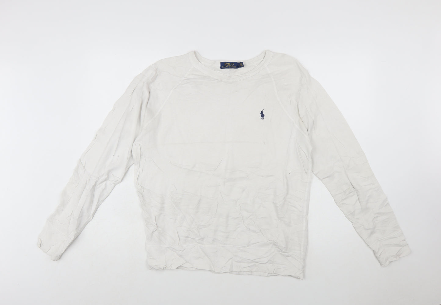 Ralph Lauren Men’s White Cotton Crew Neck Pullover Sweatshirt S