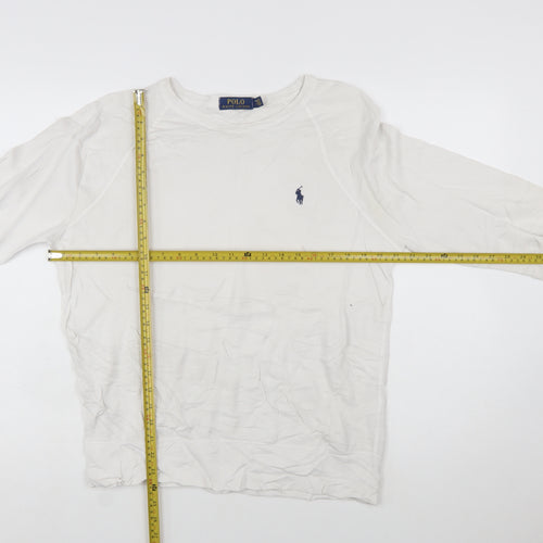 Ralph Lauren Men’s White Cotton Crew Neck Pullover Sweatshirt S