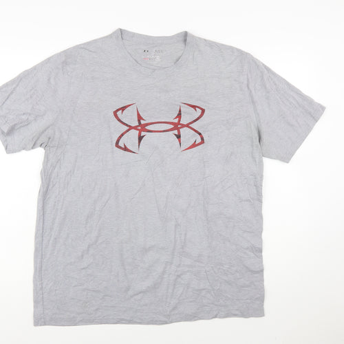 Under Armour Men's Grey HeatGear Graphic T-Shirt XL Loose Fit