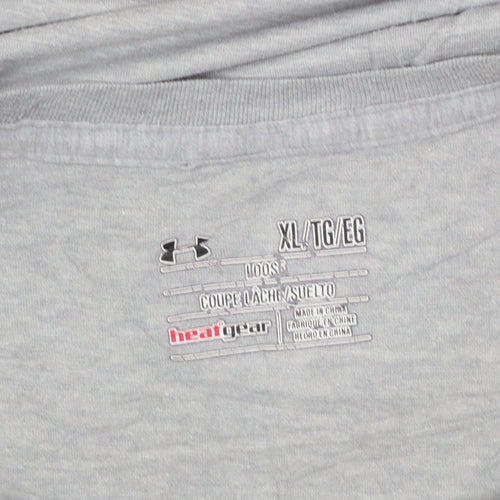 Under Armour Men's Grey HeatGear Graphic T-Shirt XL Loose Fit