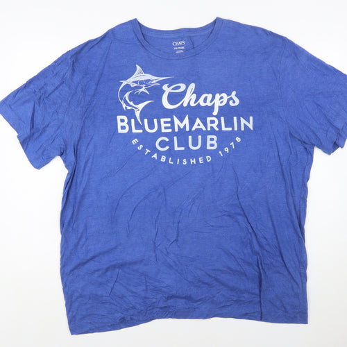 Chaps Men's Blue Graphic Print Crew Neck 2XL T-Shirt