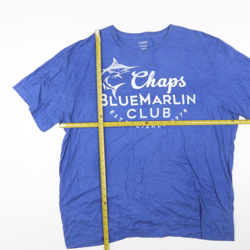Chaps Men's Blue Graphic Print Crew Neck 2XL T-Shirt