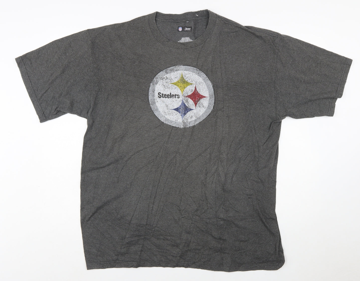 NFL Team Apparel Men's Grey XL Pittsburgh Steelers Graphic T-Shirt