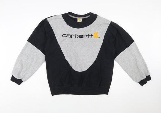 Carhartt Mens Black Grey Logo Sweatshirt L Tall Pullover