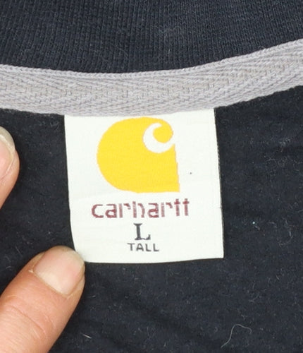 Carhartt Mens Black Grey Logo Sweatshirt L Tall Pullover