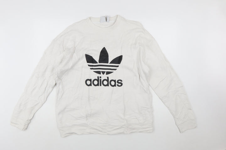 Adidas Men's White Trefoil Logo Pullover Sweatshirt Size M