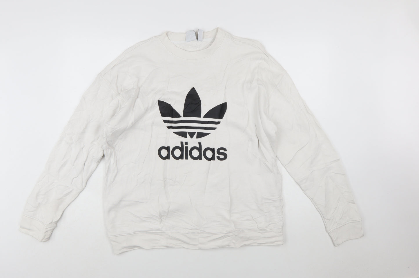Adidas Men's White Trefoil Logo Pullover Sweatshirt Size M