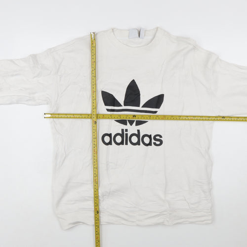 Adidas Men's White Trefoil Logo Pullover Sweatshirt Size M