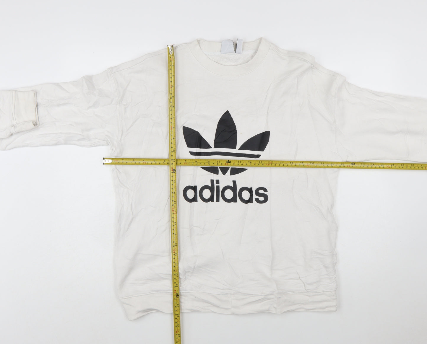 Adidas Men's White Trefoil Logo Pullover Sweatshirt Size M