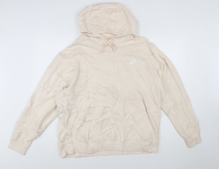 Nike Womens Beige Pullover Hoodie XL Cotton Blend Casual