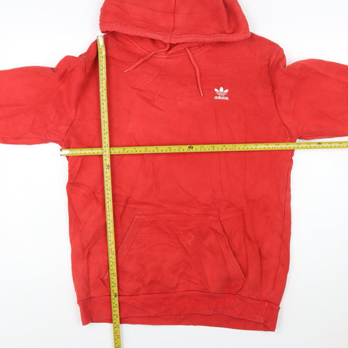 Adidas Mens Red Hoodie Medium Pullover Cotton Blend Logo Graphic