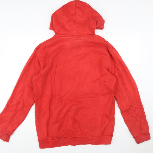 Adidas Mens Red Hoodie Medium Pullover Cotton Blend Logo Graphic