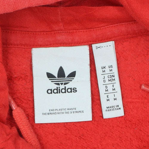 Adidas Mens Red Hoodie Medium Pullover Cotton Blend Logo Graphic